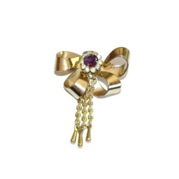 Vintage Rhinestone Bow Brooch - Picture 6 of 6